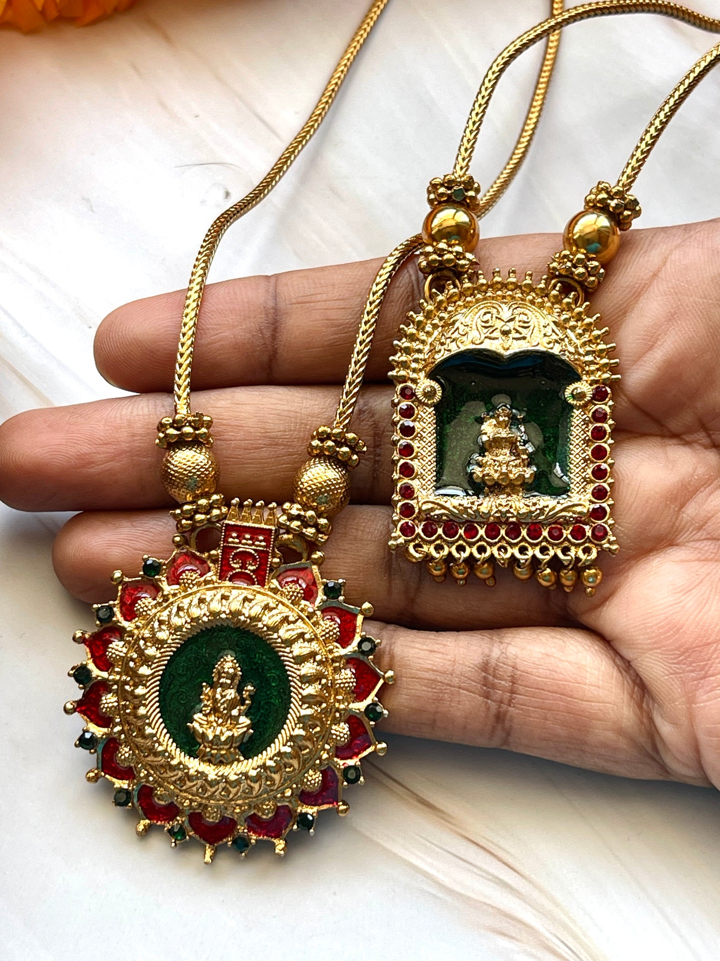 Lakshmi Enamel Palakka Necklace