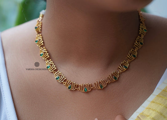 Light Weight Green Lotus Necklace Set