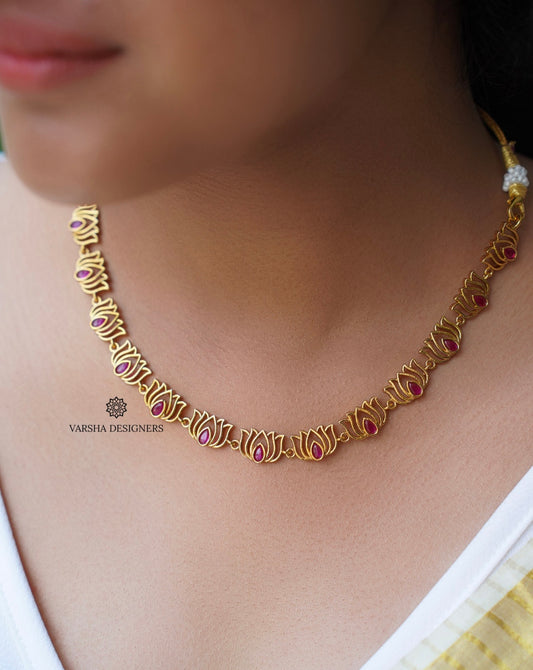 Light Weight Ruby Lotus Necklace