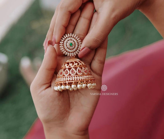 Matte Finish Bridal Big Jhumkas