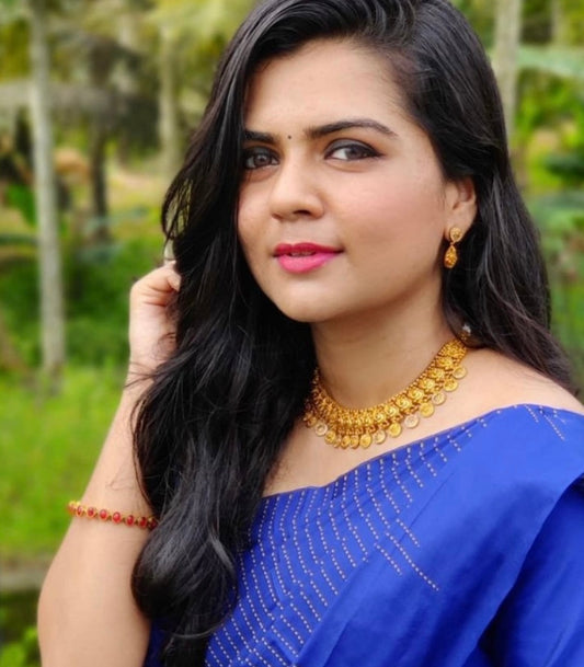 Matte Finish Bridal Lakshmi Coin Haram