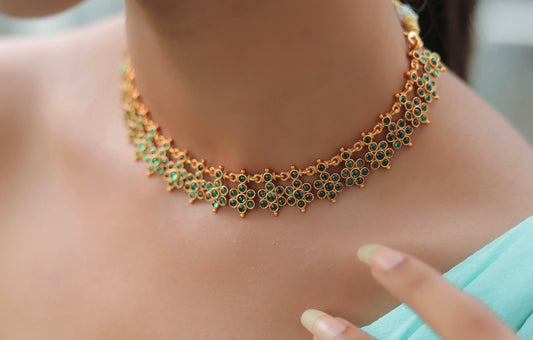 Matte Finish Emerald Stone Necklace