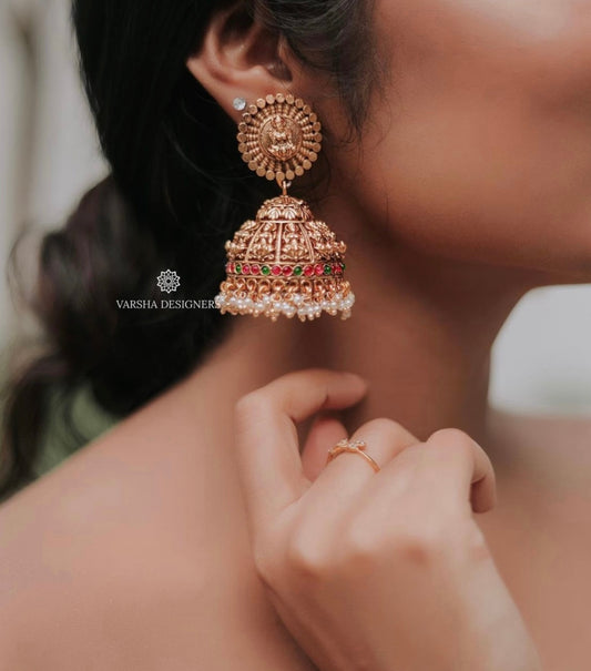 Matte Finish Lakshmi Bridal Jhumkas
