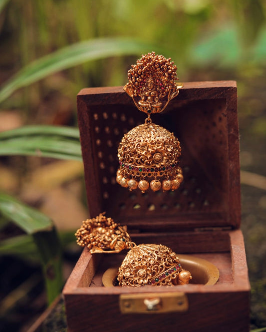 Matte Finish Nakshi Temple Jhumkas
