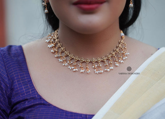 Matte Finish Pearl Necklace Set
