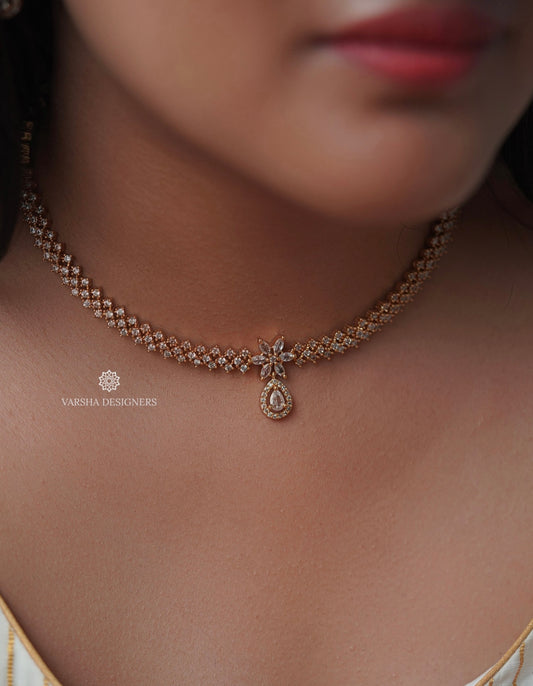 Matte Finish White Stone Necklace