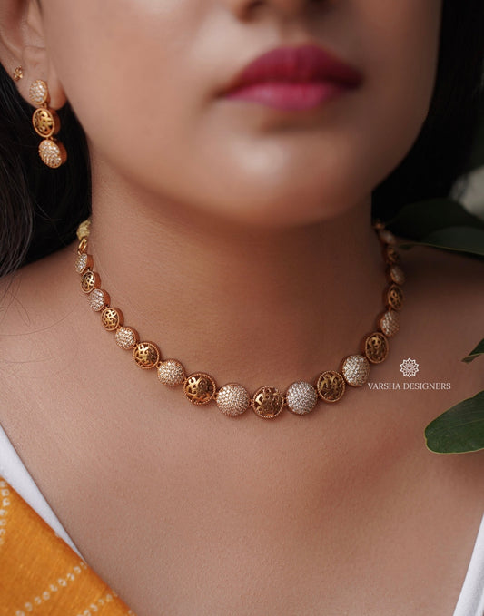 Matte Finish White Stone Necklace Set