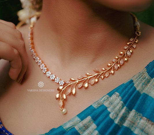 Matte Finish White Stone Necklace Set