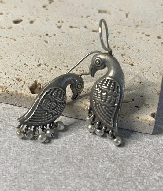 Oxidised Peacock Earrings