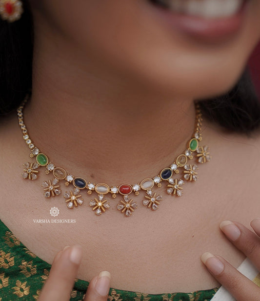 Panchratan Stone Necklace Set
