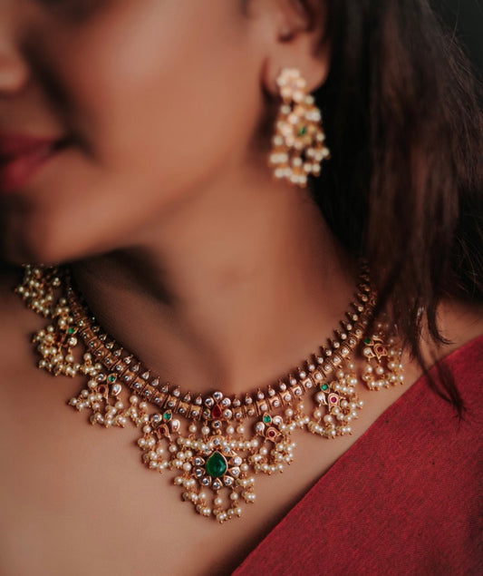 Premium Matte Guttapusalu Necklace Set