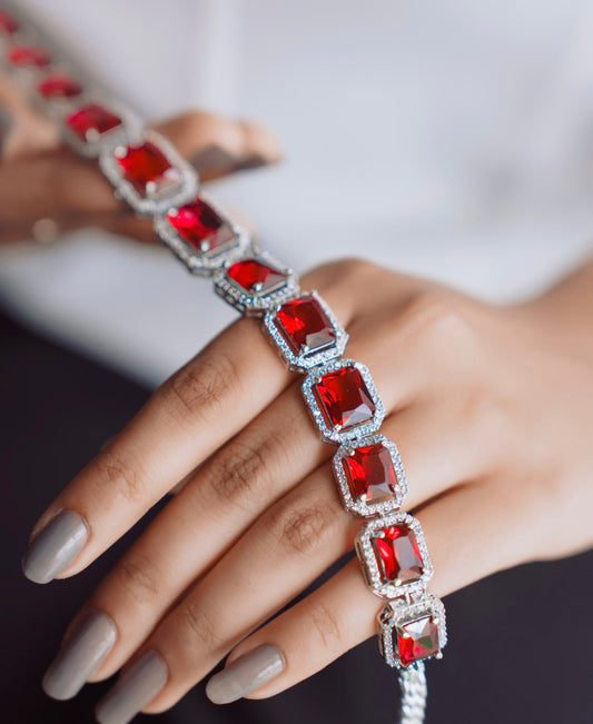 Rich Carmine Zircon Stone Necklace