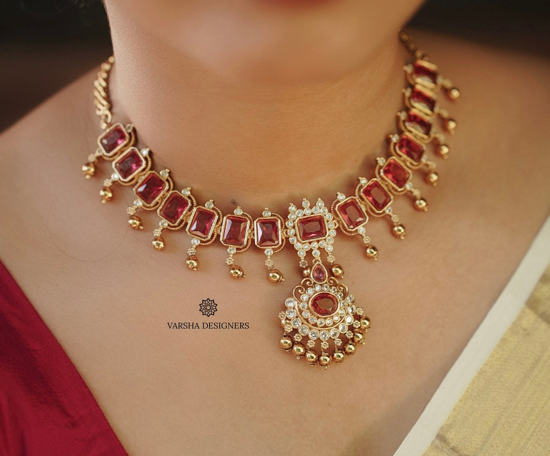 Ruby Stone Necklace Set