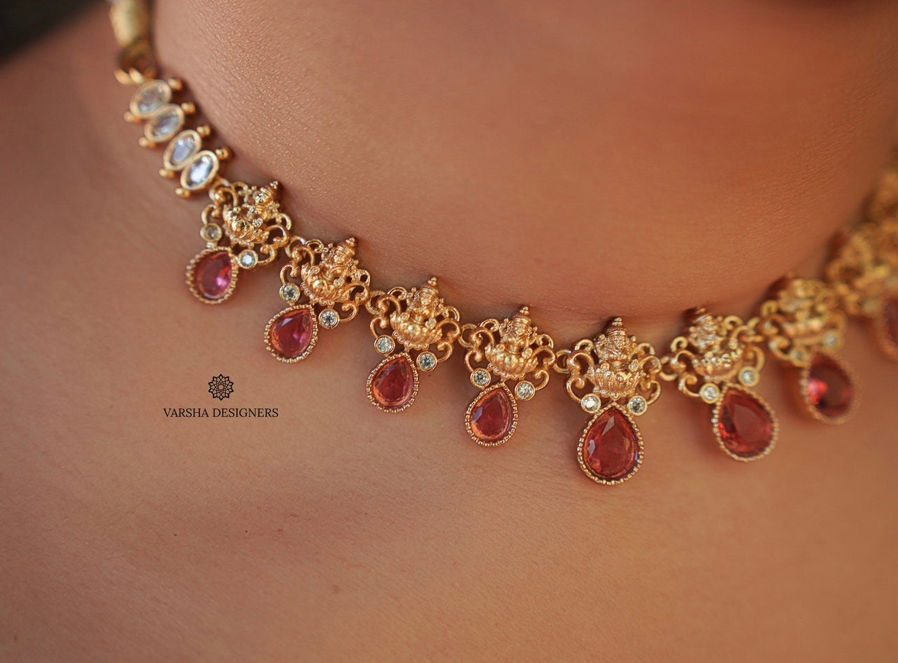 Ruby Teardrop Lakshmi Necklace