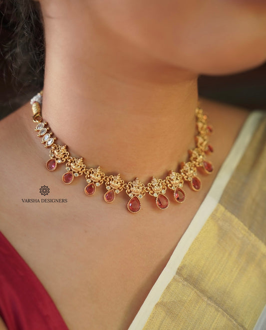 Ruby Teardrop Lakshmi Necklace