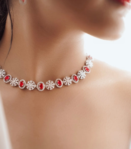 Ruby and White Stone Designer Necklace