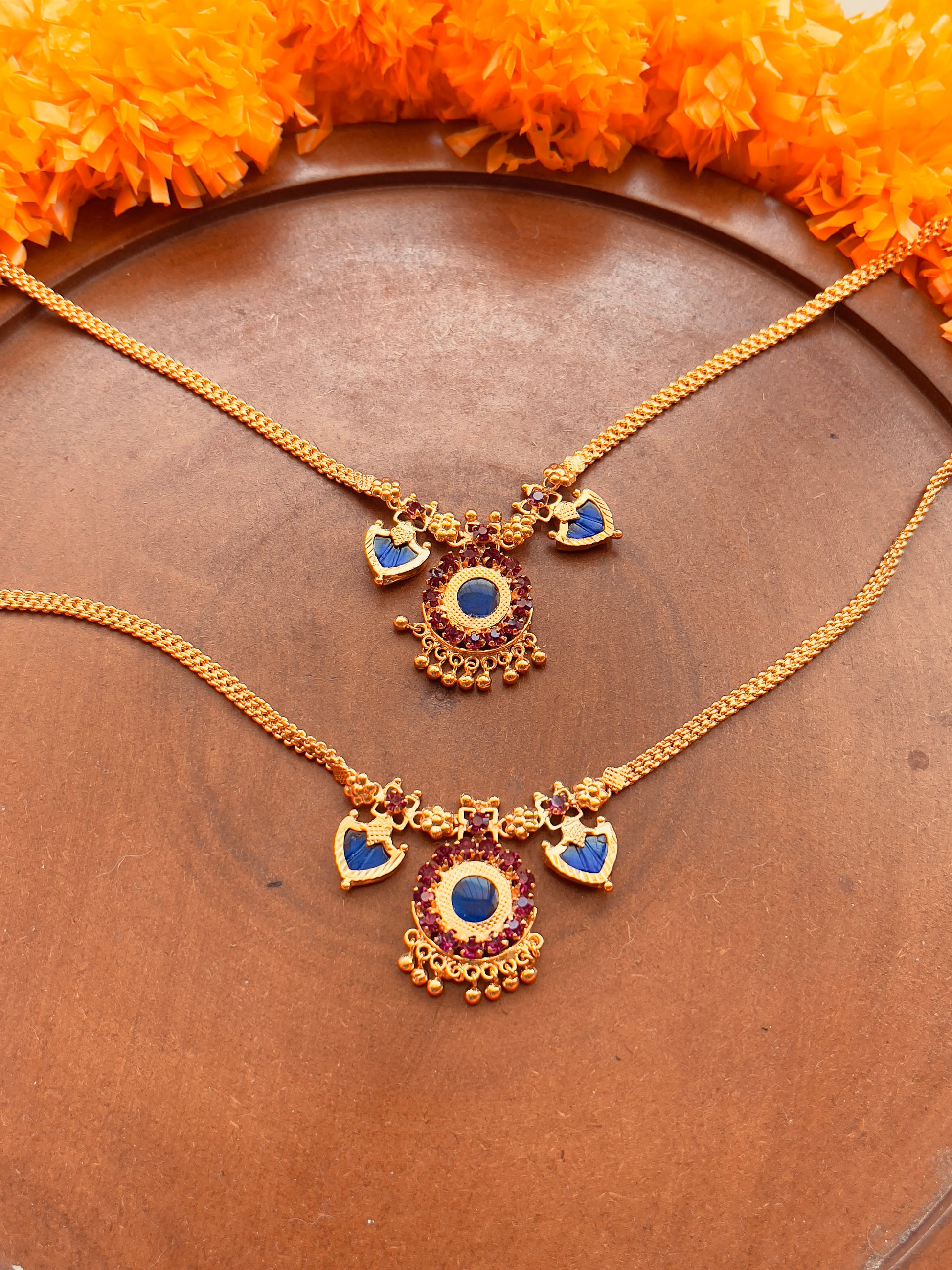Sapphire Kerala Palakka Necklace