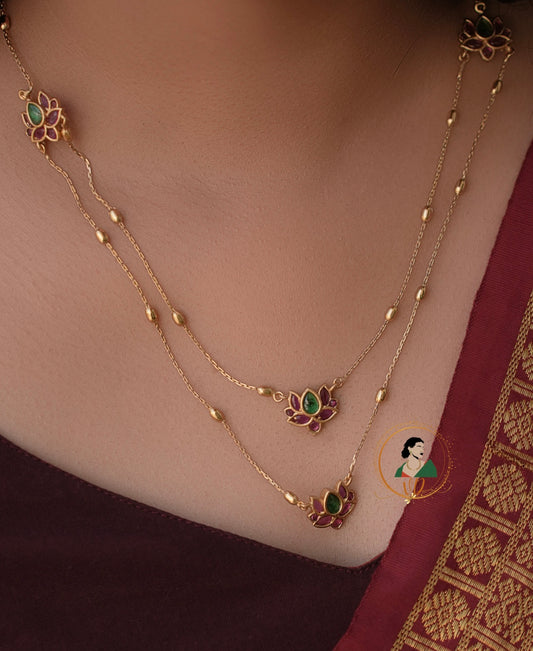 Simple Two Layer Lotus Necklace