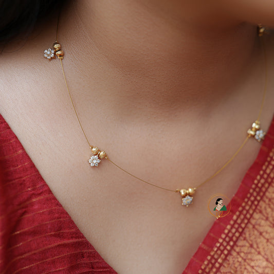 Stylish Floral Invisible Stone Necklace