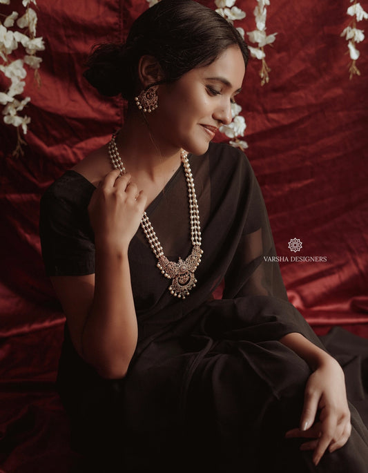 Three Layer Pearl Haram with AD Pendant