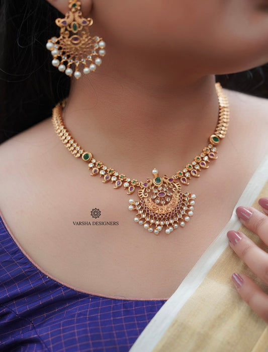Traditional Matte Finish AD Necklace Set