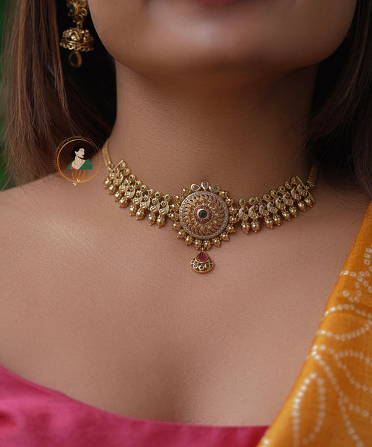 Traditional Matte Finish Chakra Choker Set