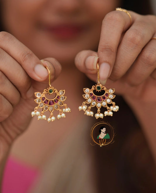 Trendy Gold Finish Hook Earrings