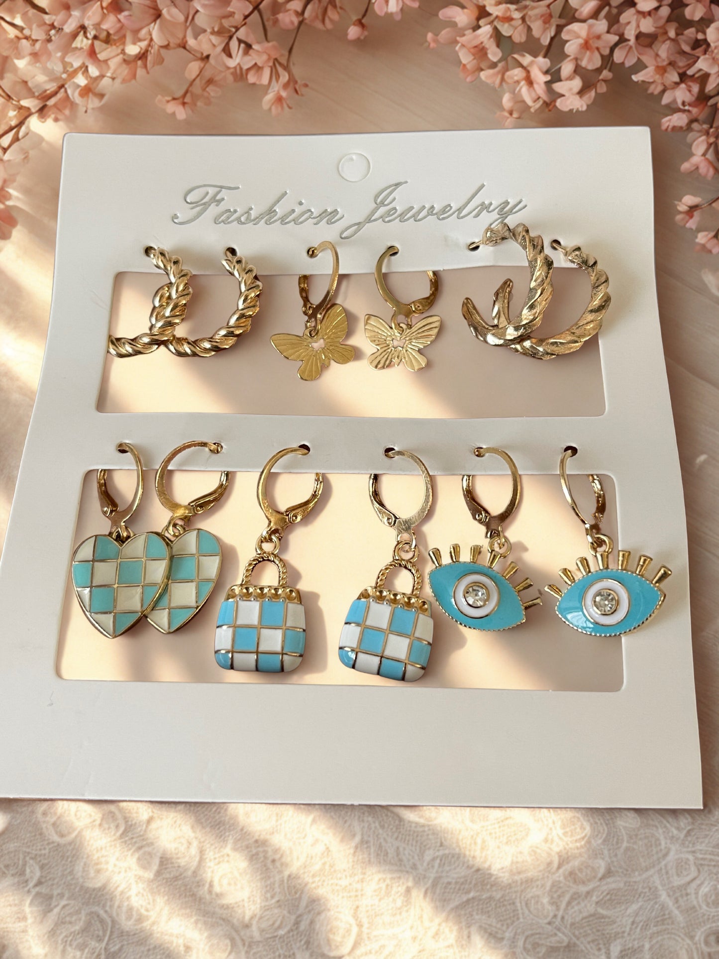 Golden Hoop Earrings Set