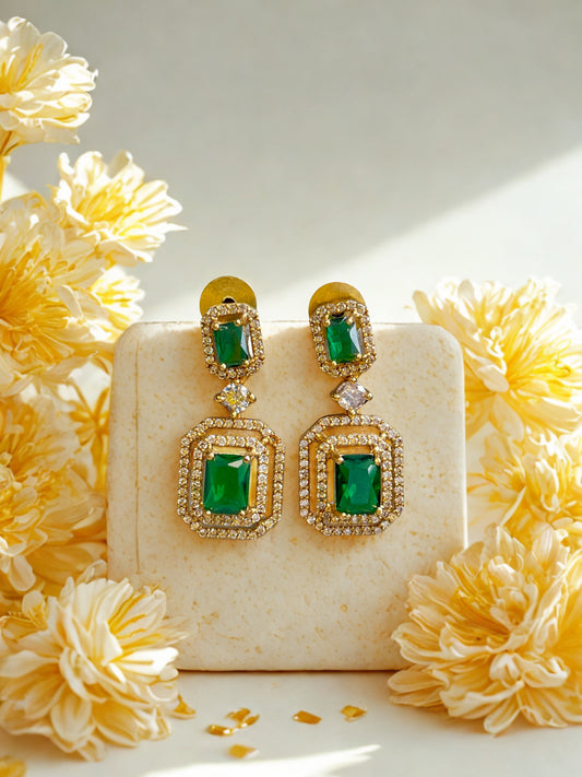 Emerald & White Stone Drops