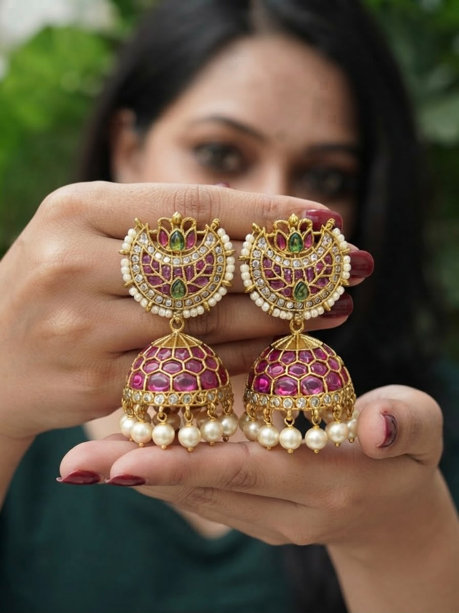 Adorable Kemp Half Moon Jhumka