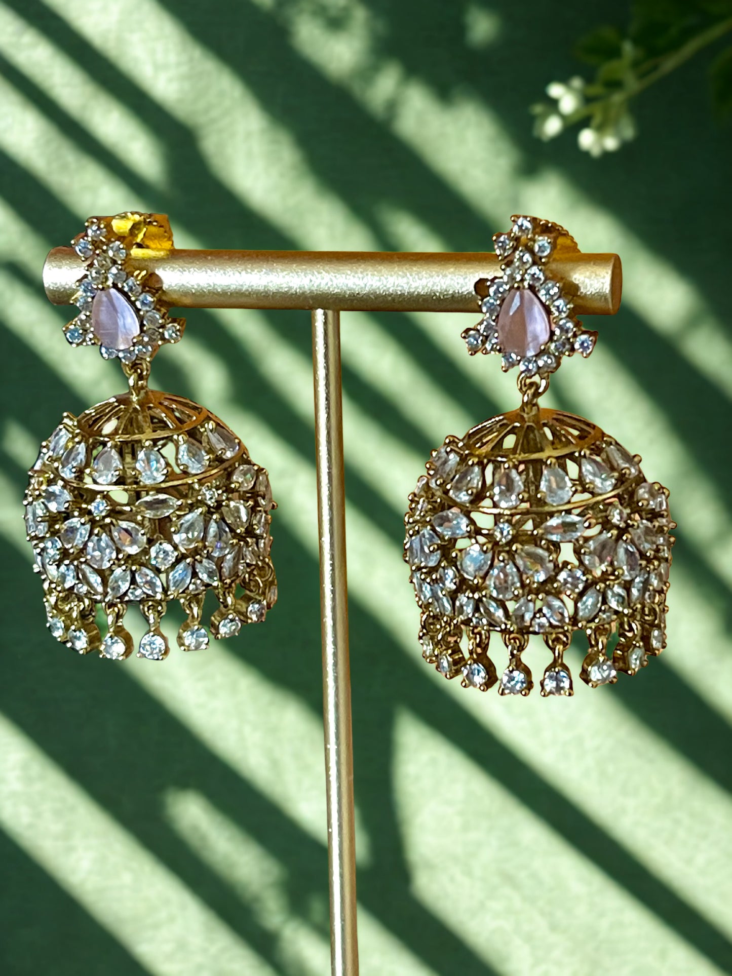 Baby Pink Zircon Jhumka