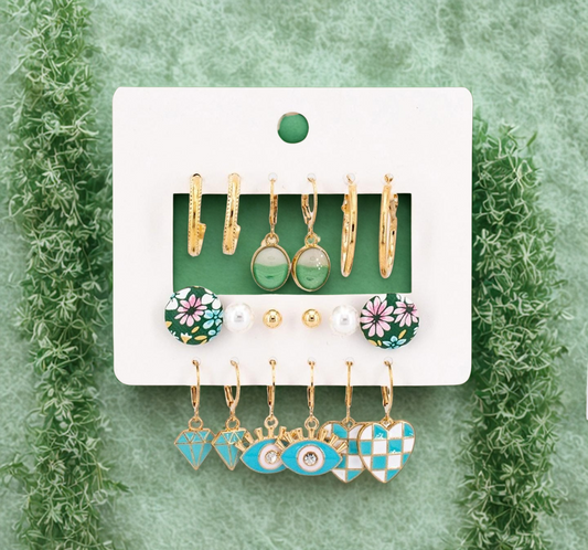 Gold Statement Earrings Set