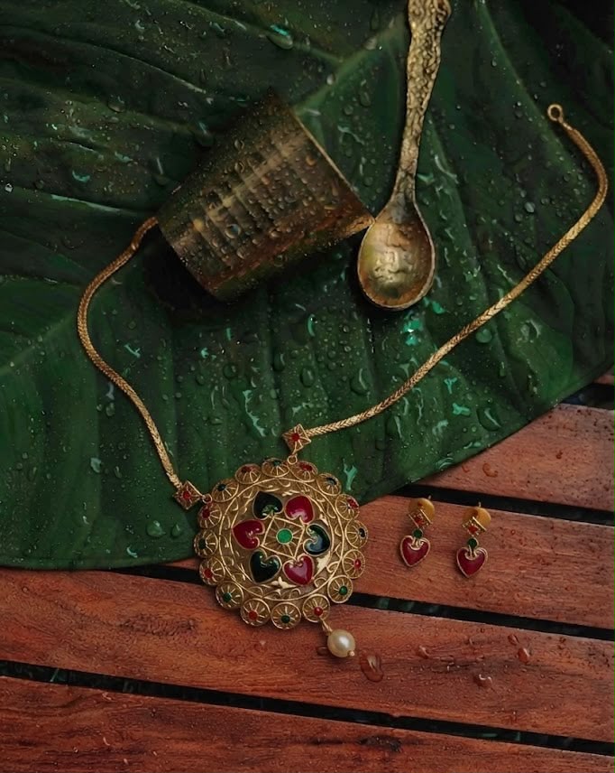 Floral Enamel Chakra Pendant Chain