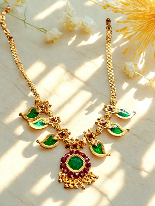 Gold Look Mango Palakka Necklace