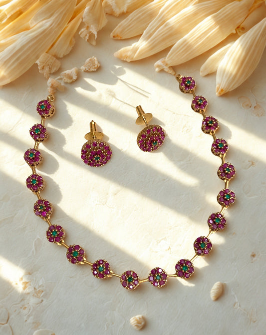 Simple Ruby & Emerald Necklace
