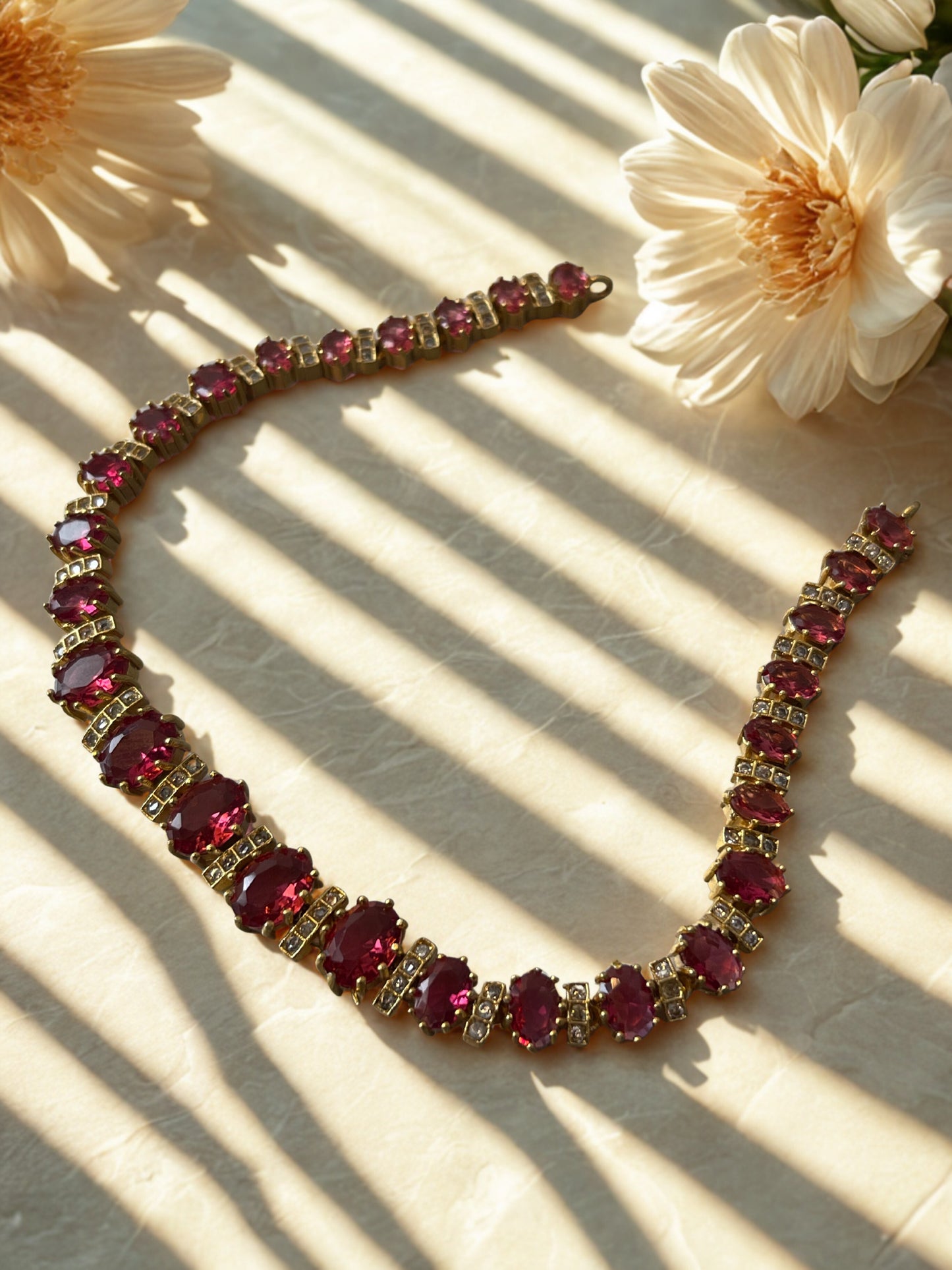 Ruby & White Stone Necklace Set