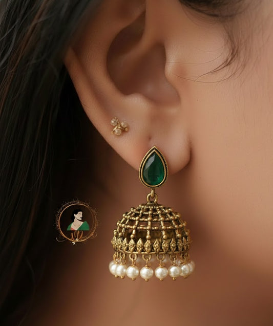 Teardrop Emerald Jhumka